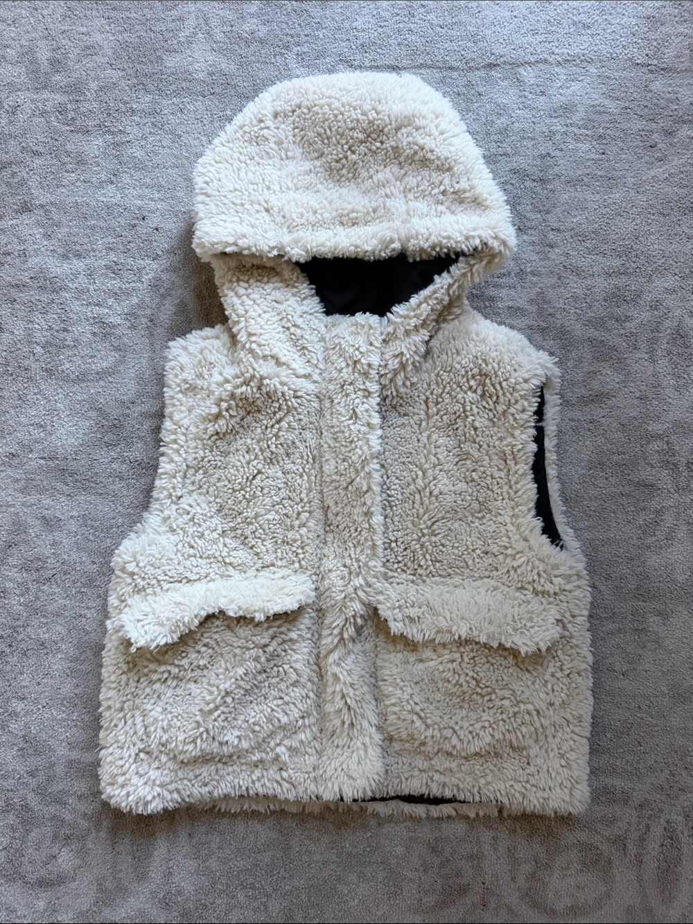 Zara Cream Sherpa Hooded Vest for Kids
